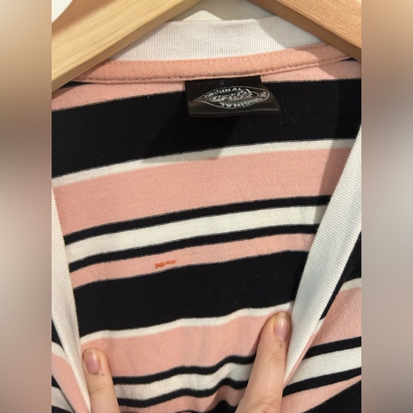 Y2K Santa Cruz Skateboards Striped Long Sleeve Ringer Tee XS black pink grunge - Picture 8 of 9